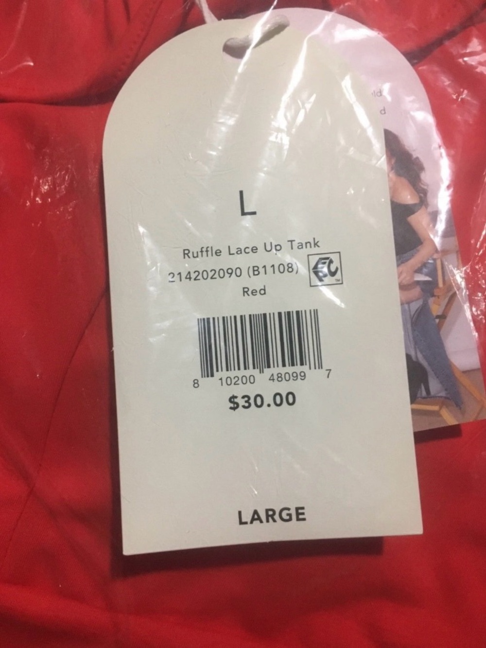 Blogilates Women's Ruffle Lace Up Tank Top - Red  Size Large - Picture 6 of 6